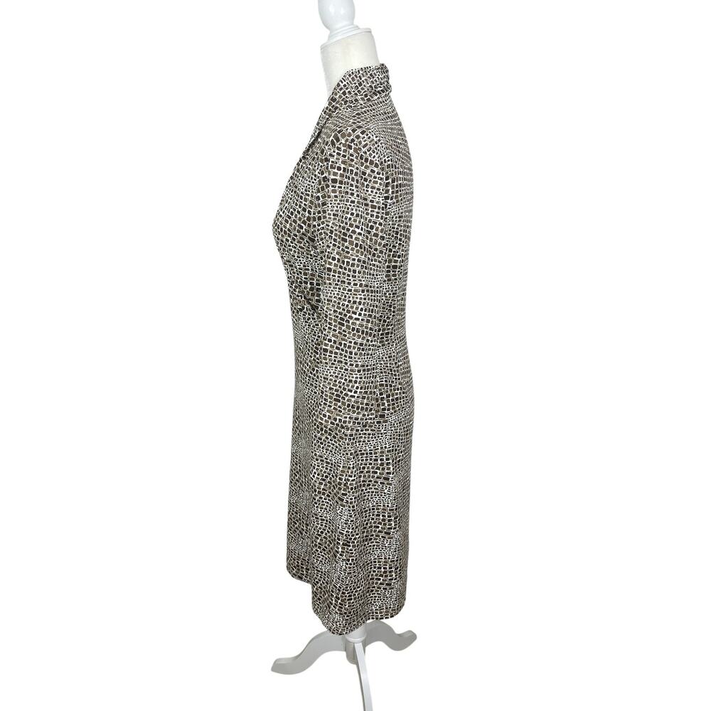 J.McLaughlin Catalina Cloth Savannah Panama Brown Cream Faux Wrap Dress Medium - Picture 6 of 14